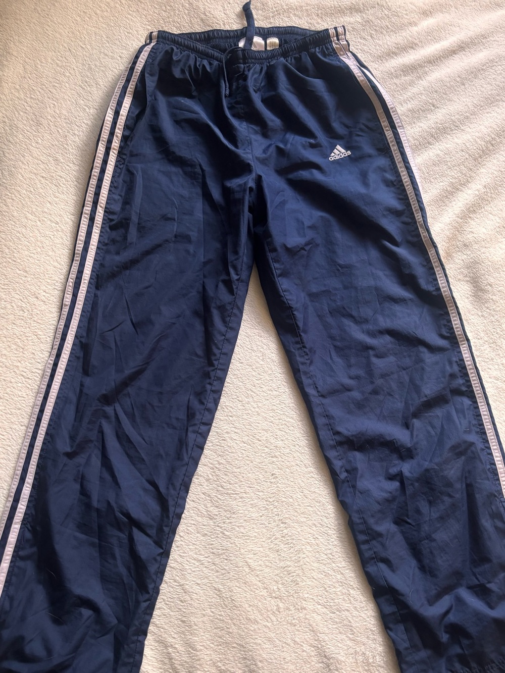 adidas Navy Blue Kids Joggers with White Side Stripes